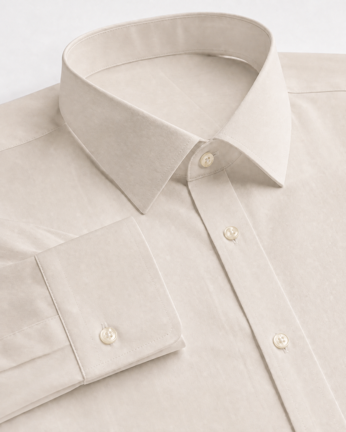 Chemise unie beige - détail