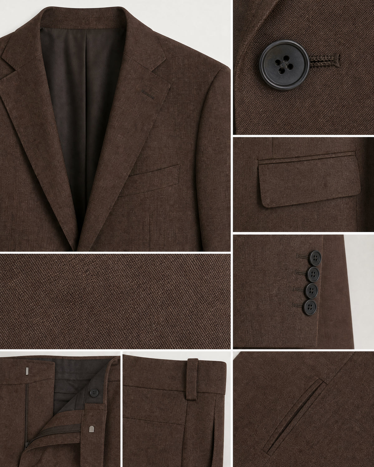 Costume deux pièces marron - détail