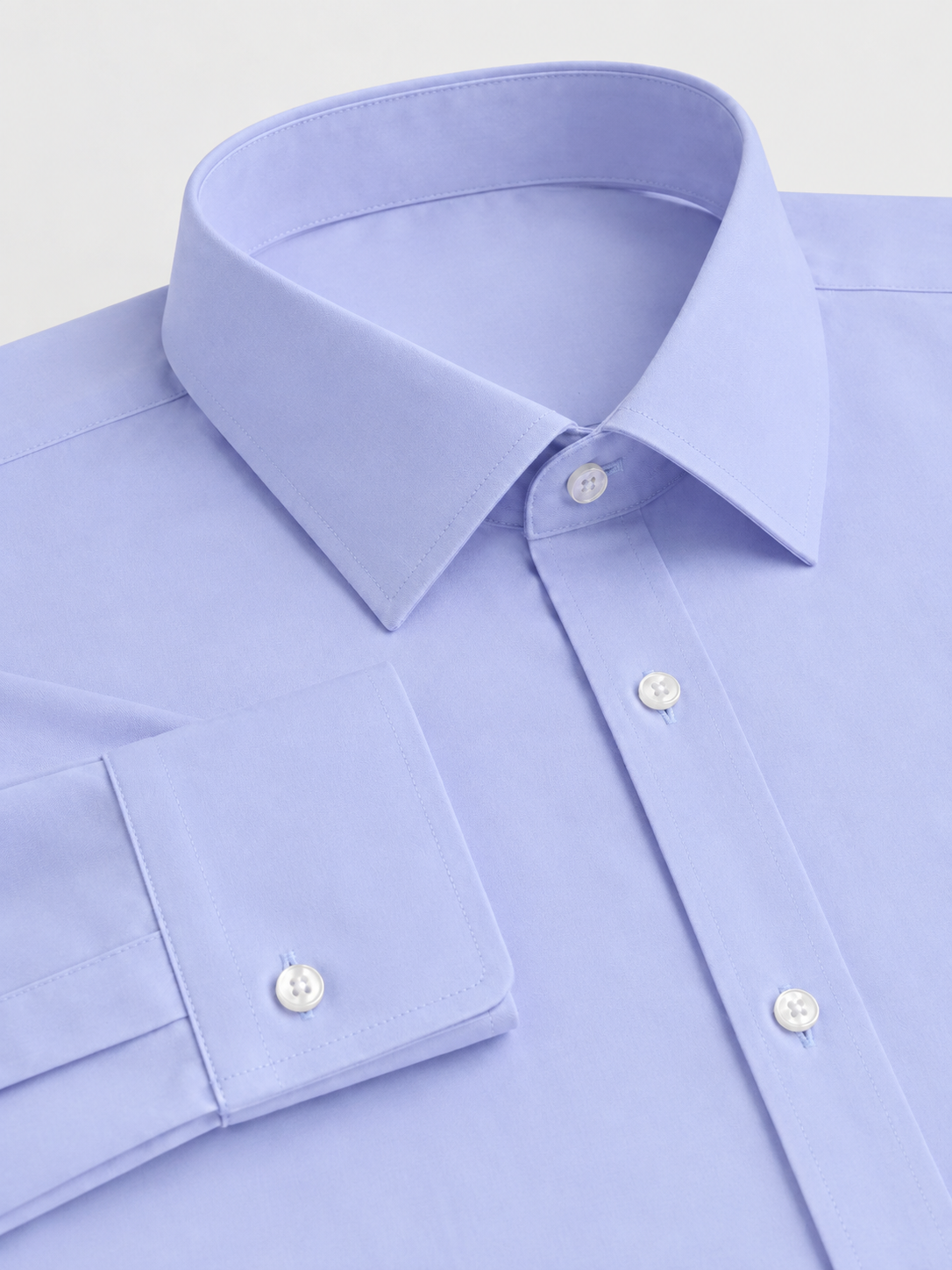 Chemise unie bleu lavande - détail