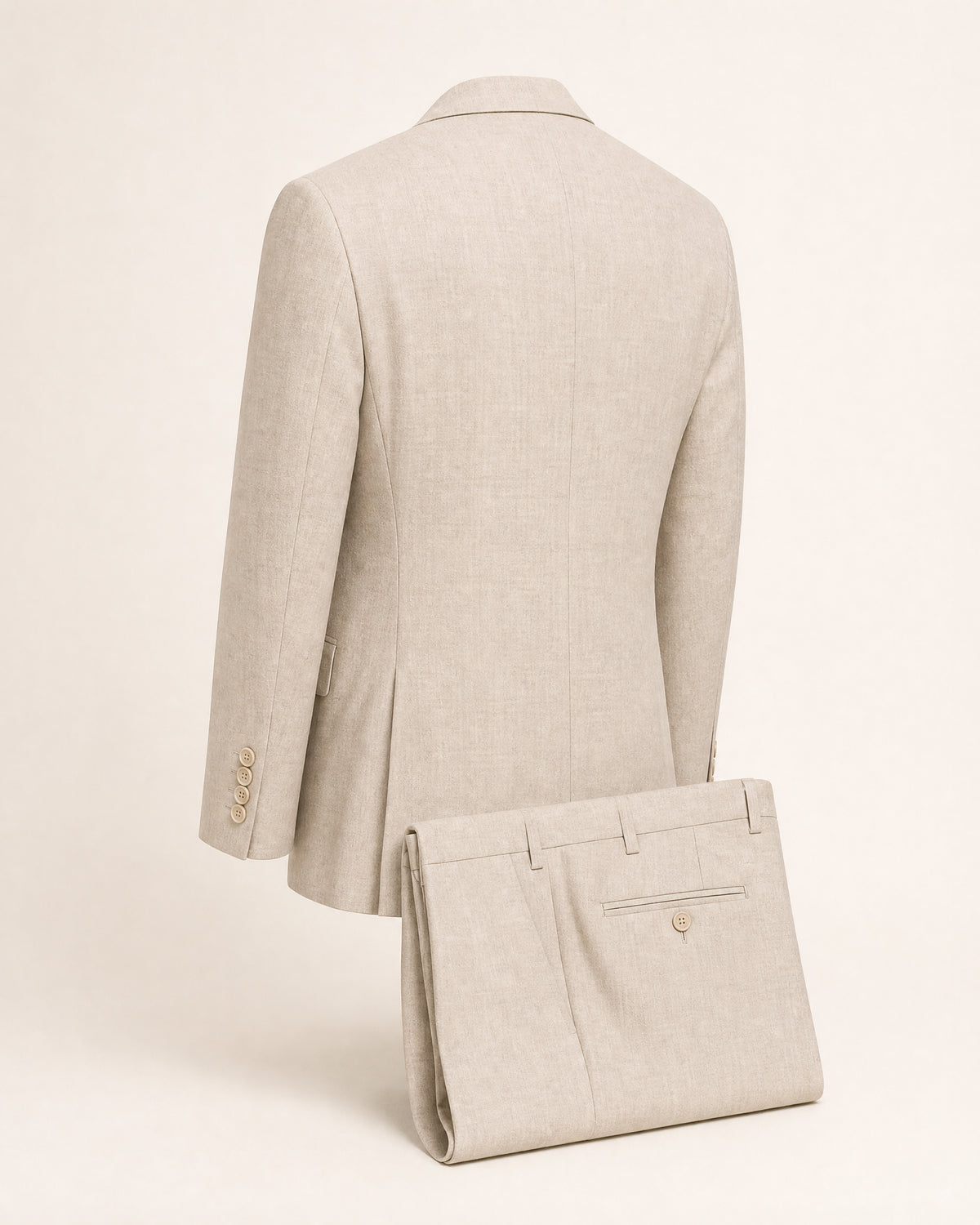Costume deux pièces beige fil à fil - dos